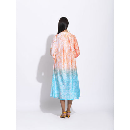 Swati Vijaivargie Orange And Blue Ombre Shibori Kurta