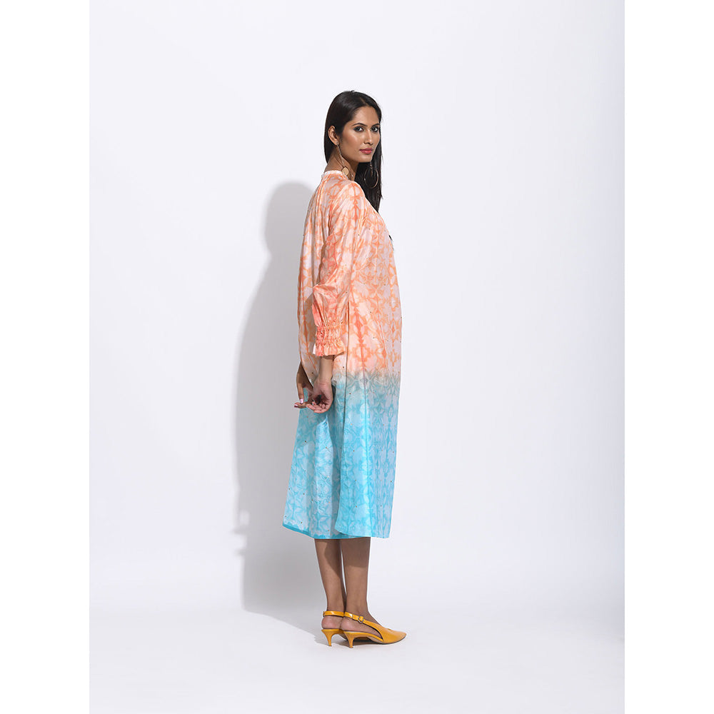 Swati Vijaivargie Orange And Blue Ombre Shibori Kurta