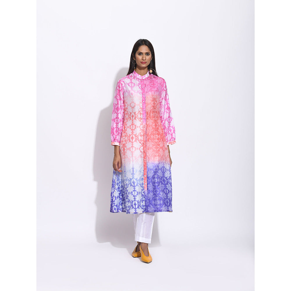 Swati Vijaivargie Pink And Purple Ombre Shibori Kurta