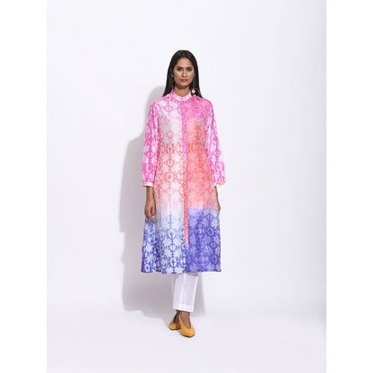 Swati Vijaivargie Pink And Purple Ombre Shibori Kurta