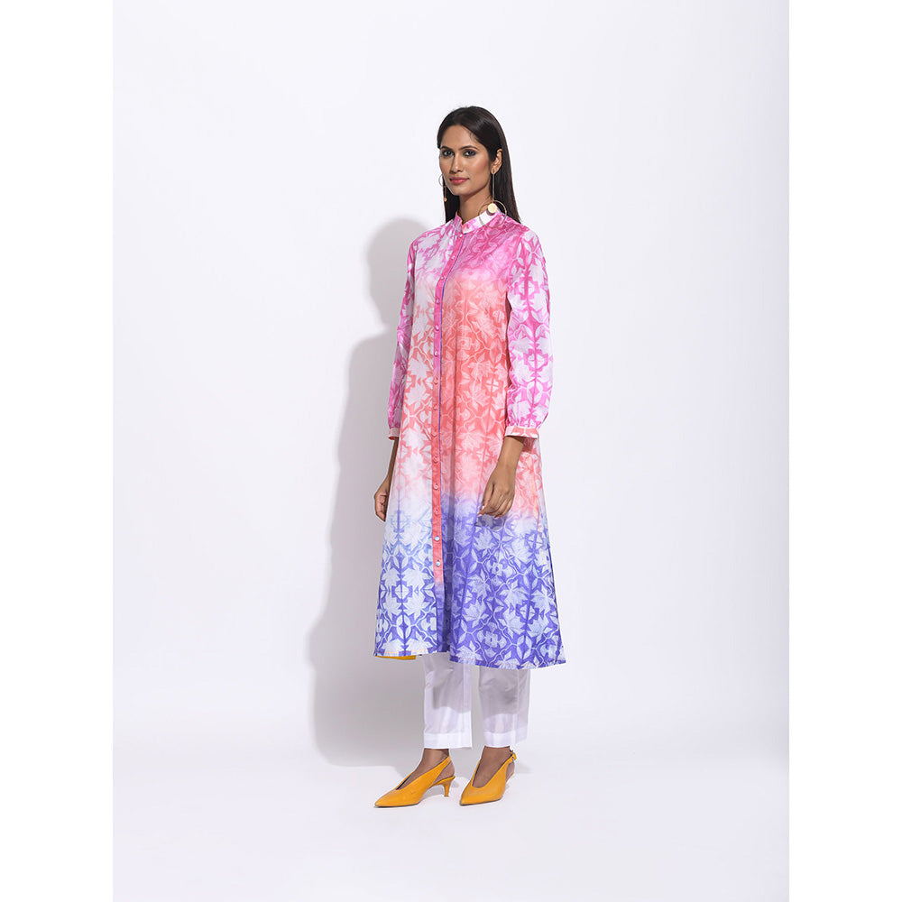 Swati Vijaivargie Pink And Purple Ombre Shibori Kurta