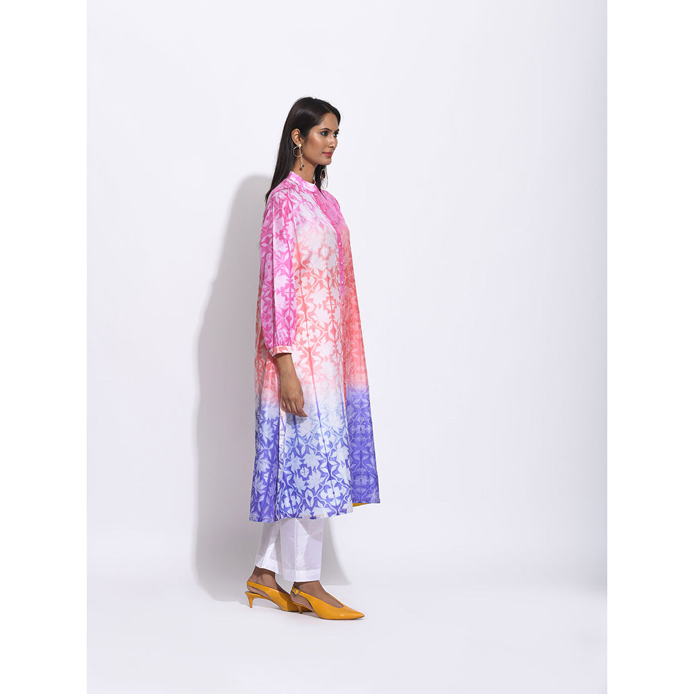 Swati Vijaivargie Pink And Purple Ombre Shibori Kurta