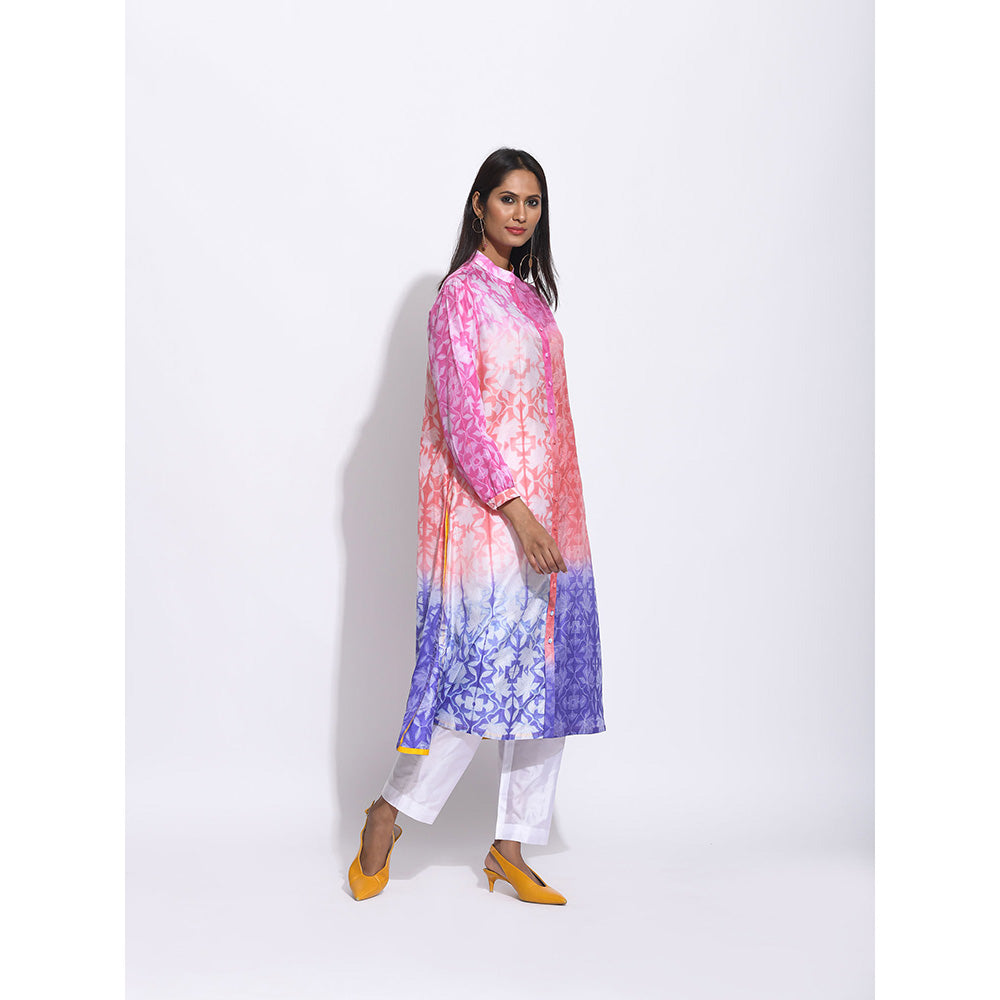 Swati Vijaivargie Pink And Purple Ombre Shibori Kurta