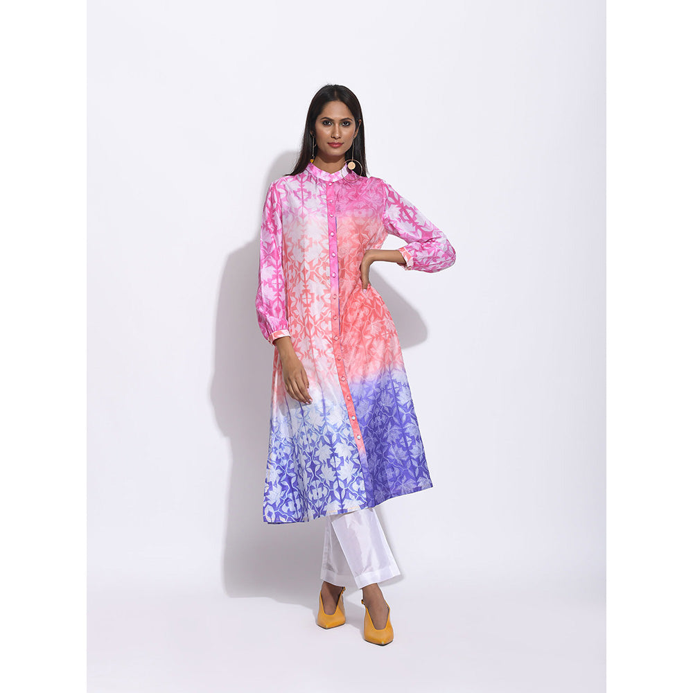 Swati Vijaivargie Pink And Purple Ombre Shibori Kurta