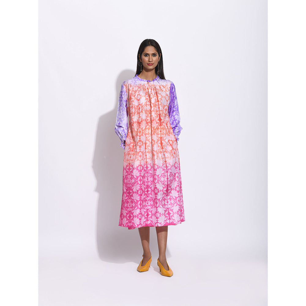 Swati Vijaivargie Rust And Pink Ombre Shibori Dress