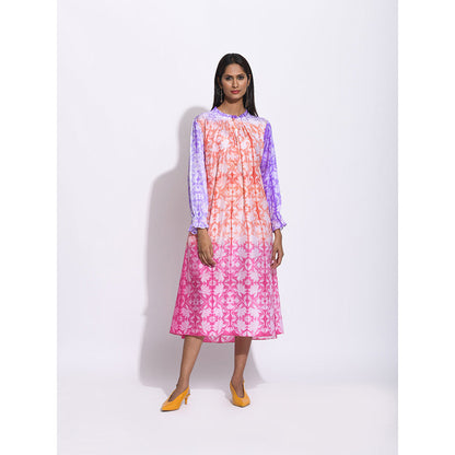 Swati Vijaivargie Rust And Pink Ombre Shibori Dress