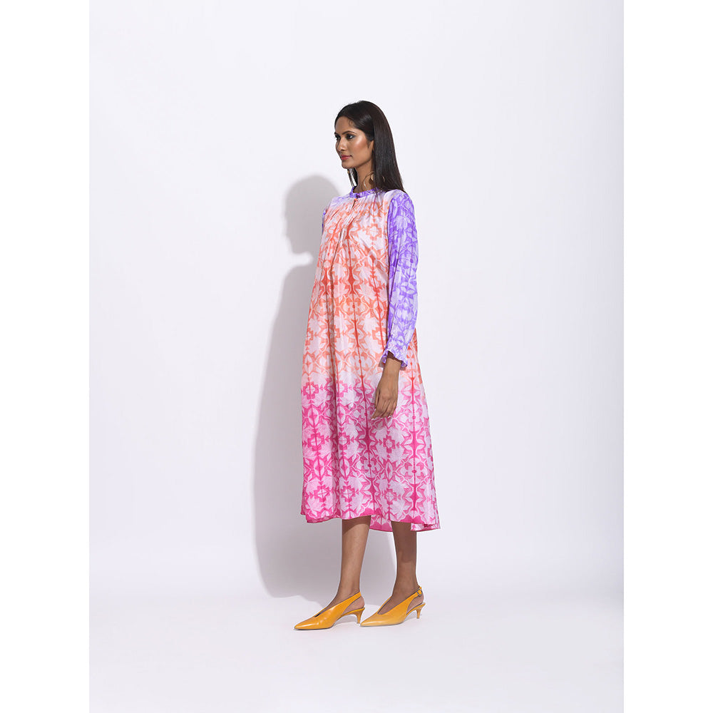 Swati Vijaivargie Rust And Pink Ombre Shibori Dress