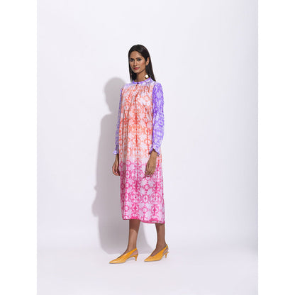 Swati Vijaivargie Rust And Pink Ombre Shibori Dress