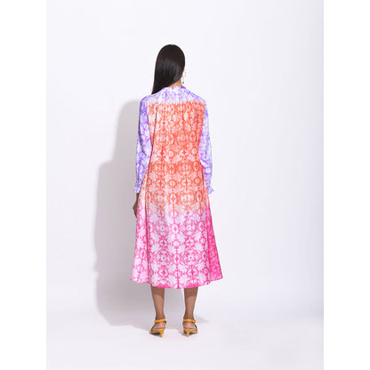 Swati Vijaivargie Rust And Pink Ombre Shibori Dress