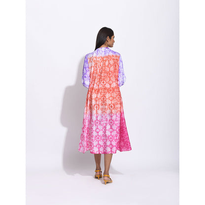 Swati Vijaivargie Rust And Pink Ombre Shibori Dress