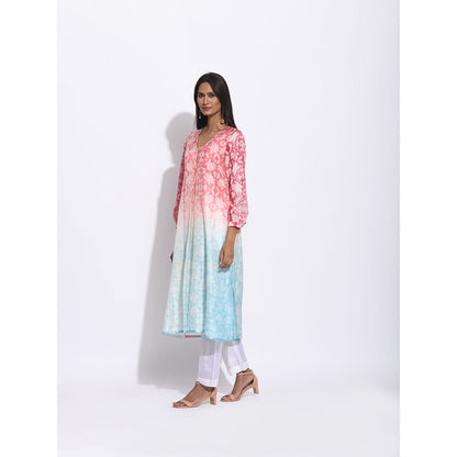 Swati Vijaivargie Red And Blue Shibori Kurta