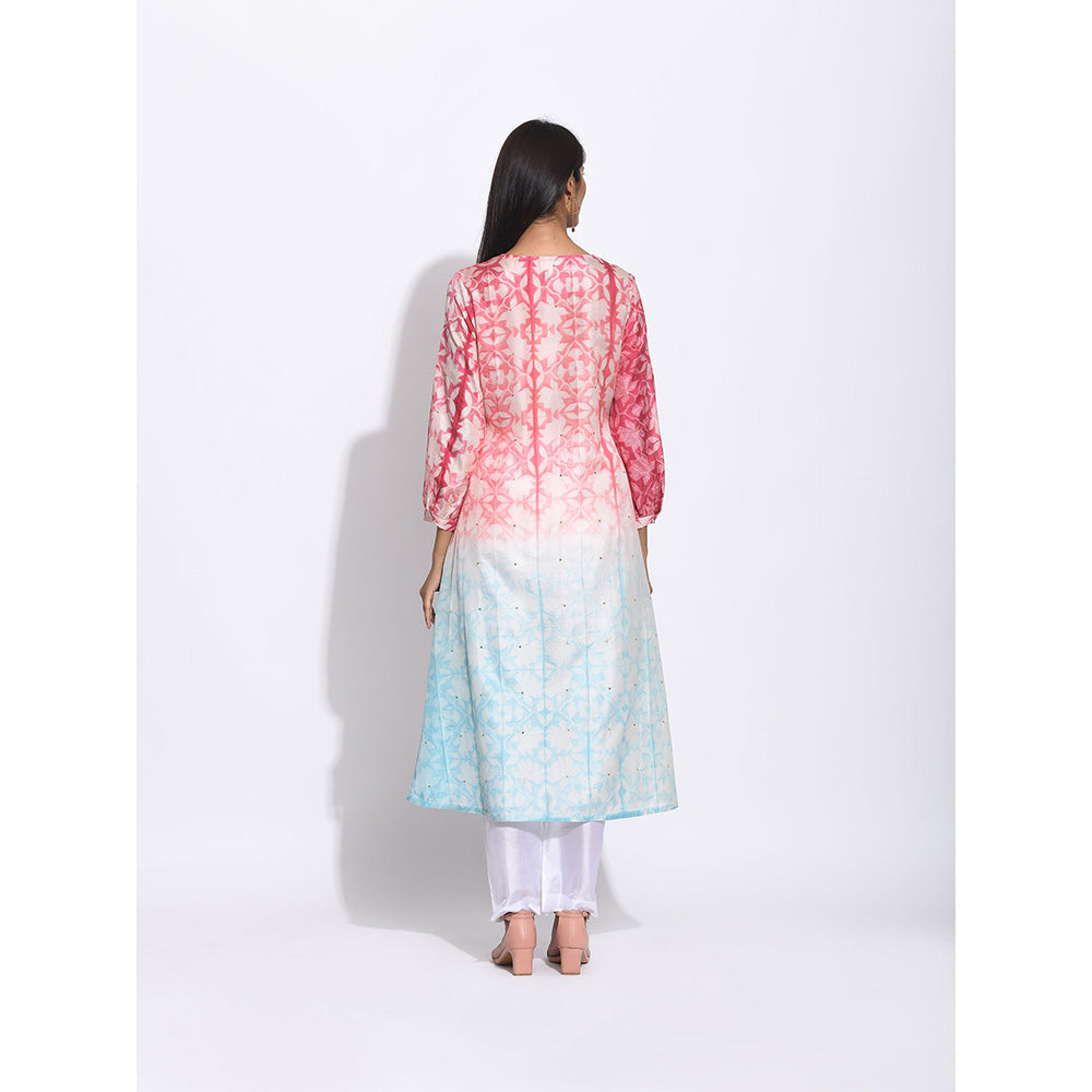 Swati Vijaivargie Red And Blue Shibori Kurta
