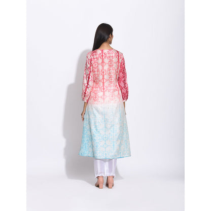 Swati Vijaivargie Red And Blue Shibori Kurta