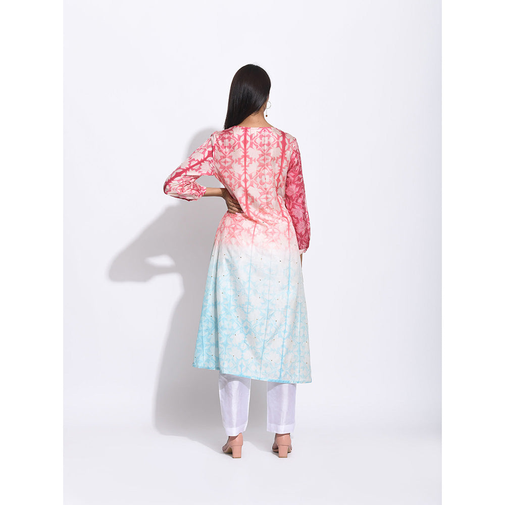 Swati Vijaivargie Red And Blue Shibori Kurta