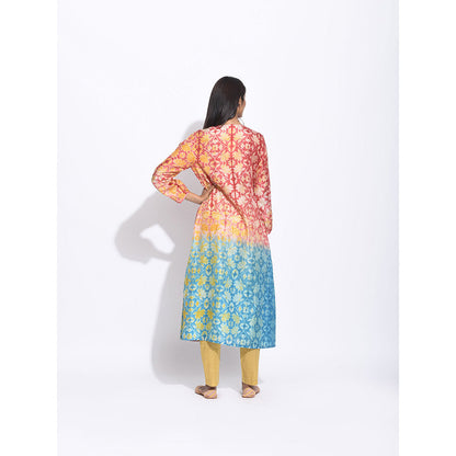 Swati Vijaivargie Maroon And Teal Flower Shibori Kurta
