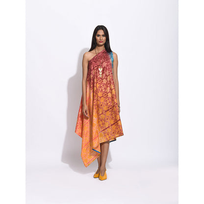 Swati Vijaivargie Ombre Brown And Teal Shibori Dress