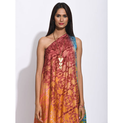 Swati Vijaivargie Ombre Brown And Teal Shibori Dress