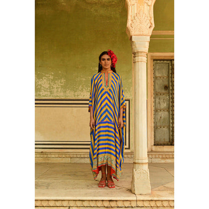 Swati Vijaivargie Blue Kanak Kaftan Dress