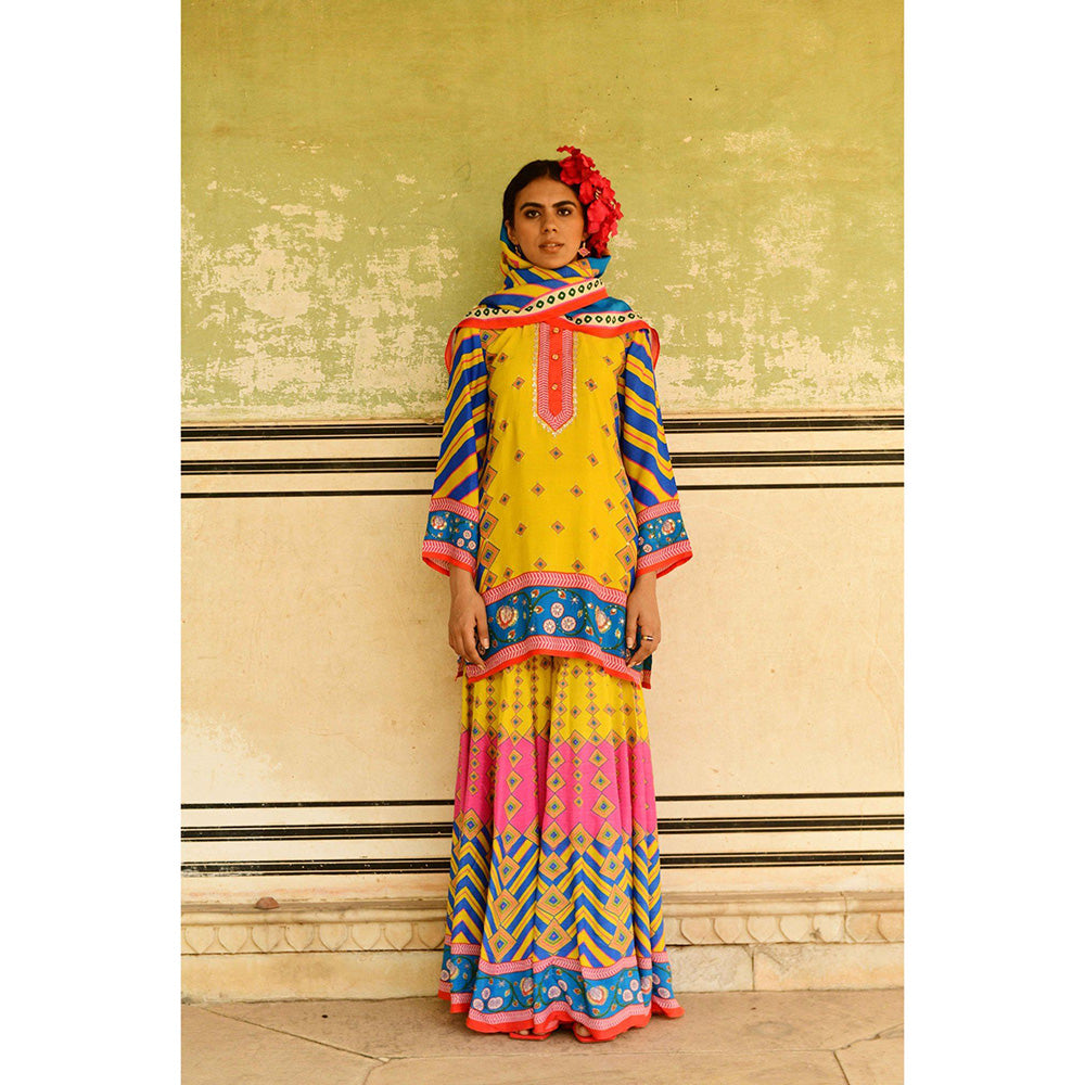 Swati Vijaivargie Multi Laila Kurti with Sharara & Dupatta (Set of 3)