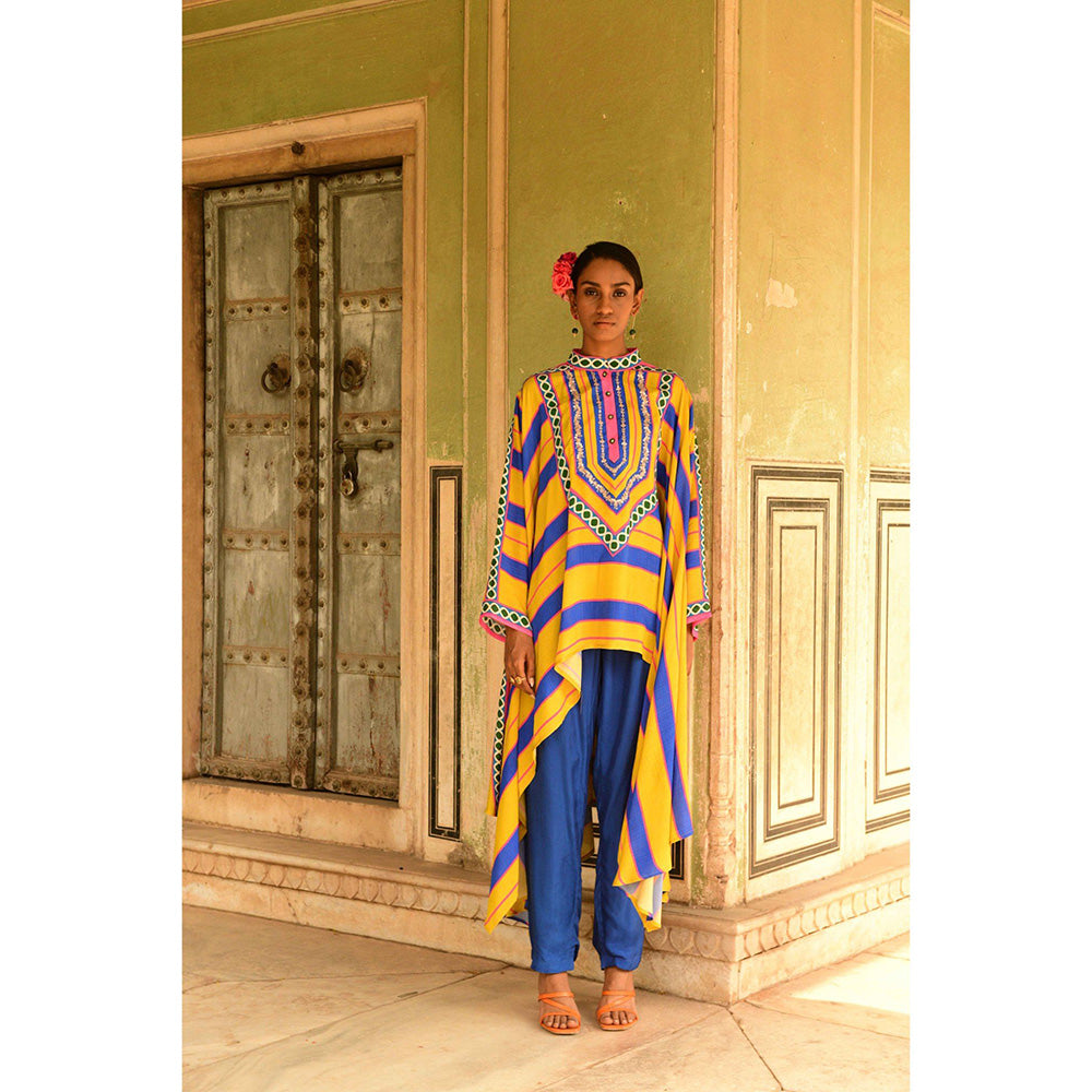 Swati Vijaivargie Blue Rani Cape & Pant (Set of 2)