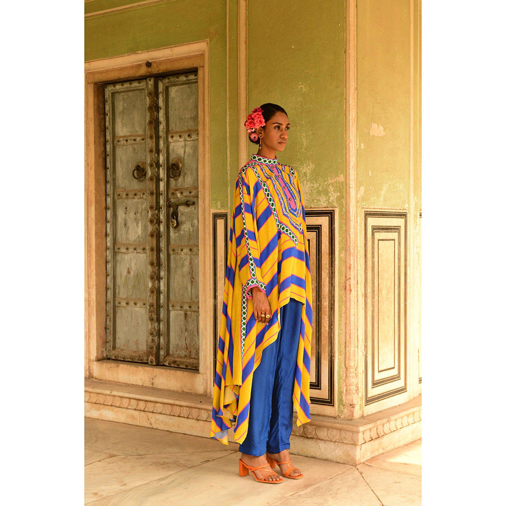 Swati Vijaivargie Blue Rani Cape & Pant (Set of 2)