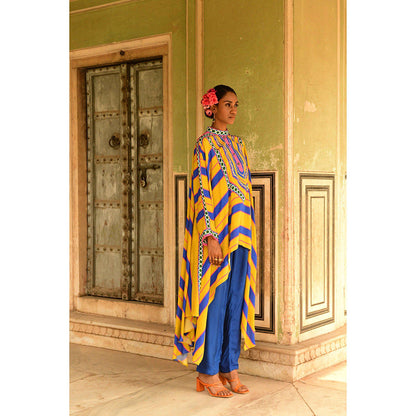 Swati Vijaivargie Blue Rani Cape & Pant (Set of 2)