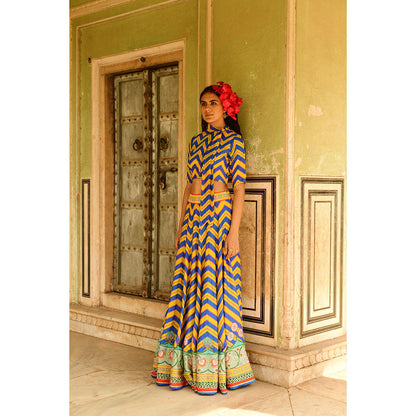 Swati Vijaivargie Blue Mastani Crop Top & Lehenga (Set of 2)