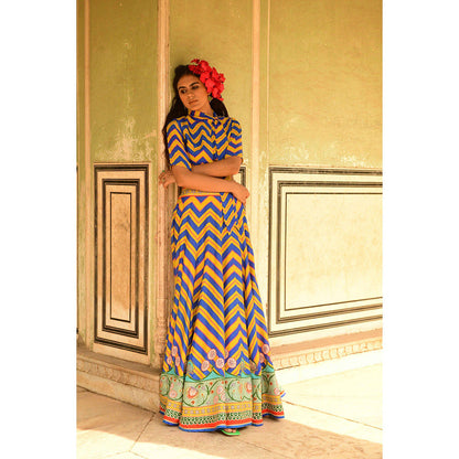 Swati Vijaivargie Blue Mastani Crop Top & Lehenga (Set of 2)