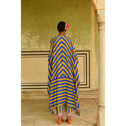 Swati Vijaivargie Blue Noor Crop Top with Jacket & Palazzo (Set of 3)