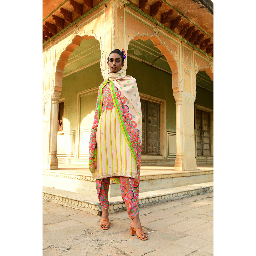 Swati Vijaivargie Palash Kurta & Dhoti with Dupatta (Set of 3)