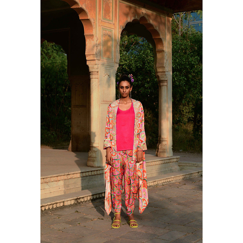 Swati Vijaivargie Nargis Cape & Palash Dhoti Pants with Camisole (Set of 3)