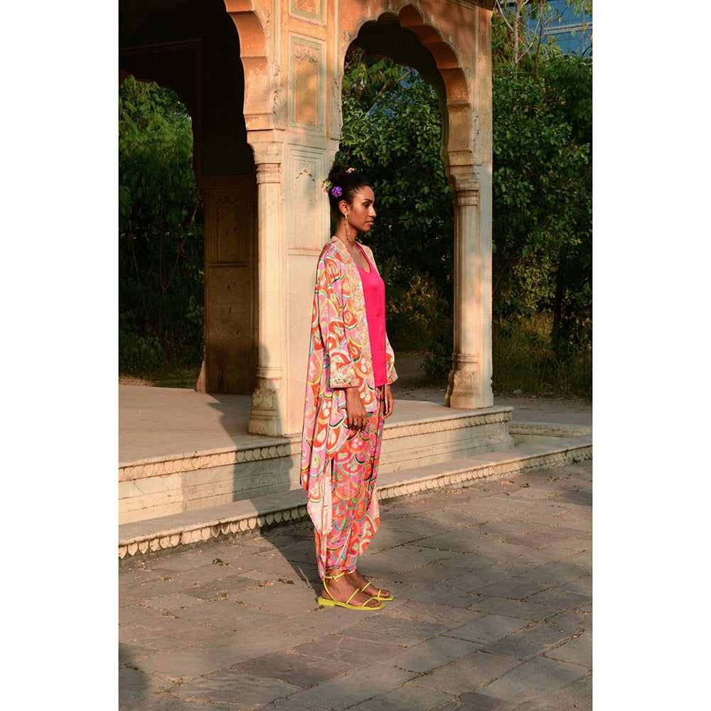 Swati Vijaivargie Nargis Cape & Palash Dhoti Pants with Camisole (Set of 3)