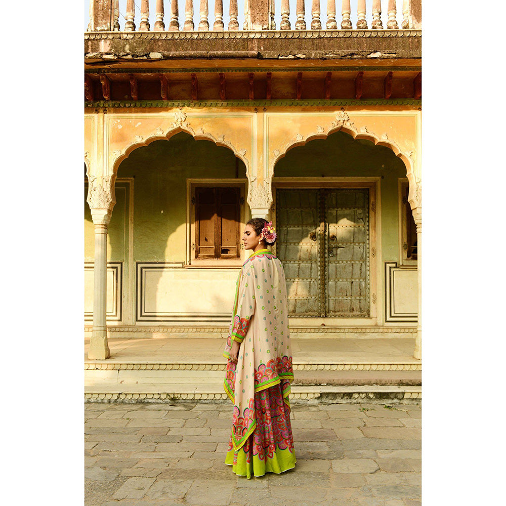 Swati Vijaivargie Lata Cape & Crop Top with Pansy Sharara (Set of 3)