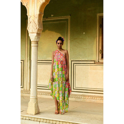 Swati Vijaivargie Kamini One-Shoulder Asymmetrical Dress