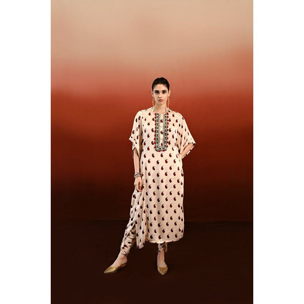 Swati Vijaivargie Paisley Chameli Kaftan Kurta & Dhoti (Set of 2)