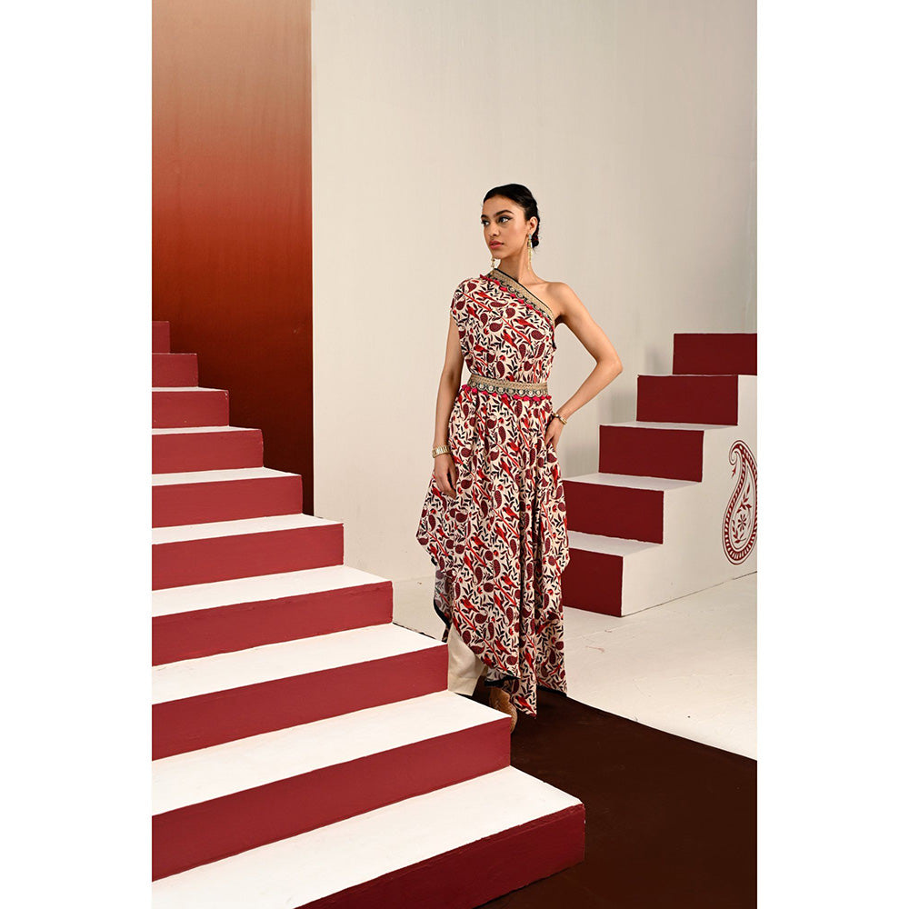 Swati Vijaivargie Paisley Kamini Kurta with Pant & Belt (Set of 3)