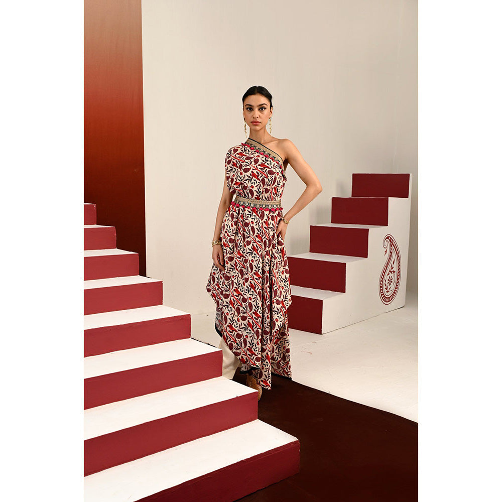 Swati Vijaivargie Paisley Kamini Kurta with Pant & Belt (Set of 3)