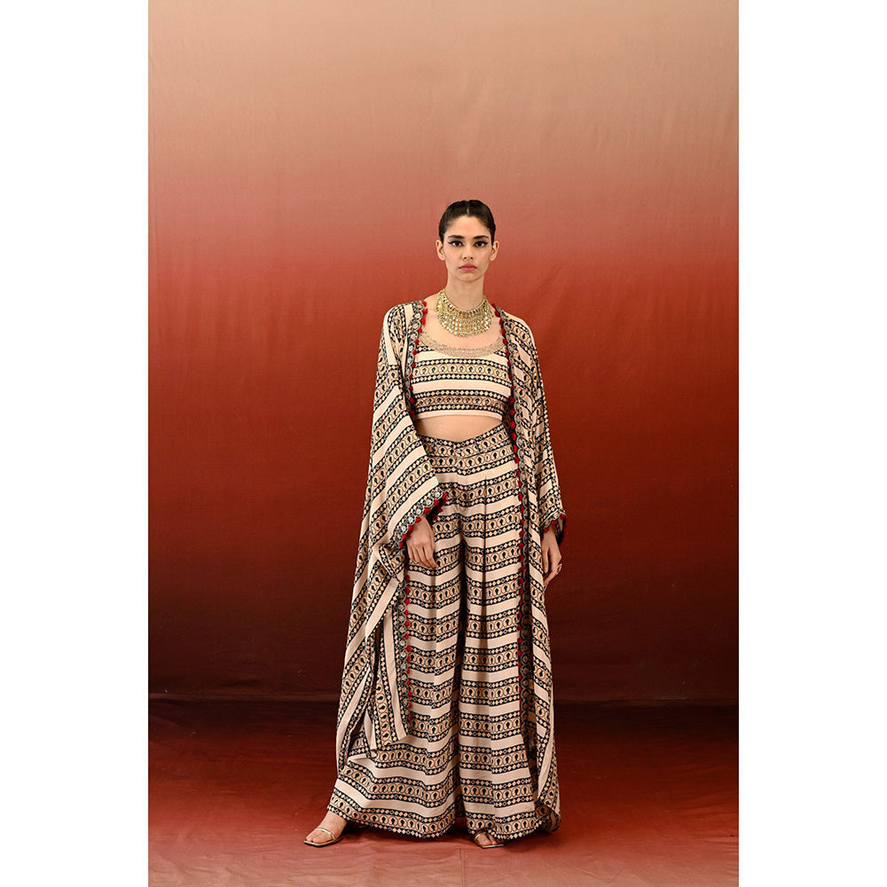 Swati Vijaivargie Printed Embrodiered Noor Cape & Palazzo (Set of 2)