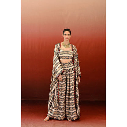 Swati Vijaivargie Printed Embrodiered Noor Cape & Palazzo (Set of 2)