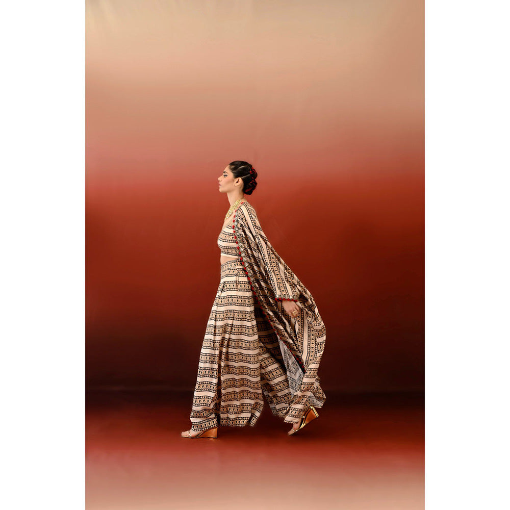 Swati Vijaivargie Printed Embrodiered Noor Cape & Palazzo (Set of 2)