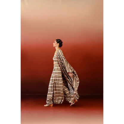 Swati Vijaivargie Printed Embrodiered Noor Cape & Palazzo (Set of 2)