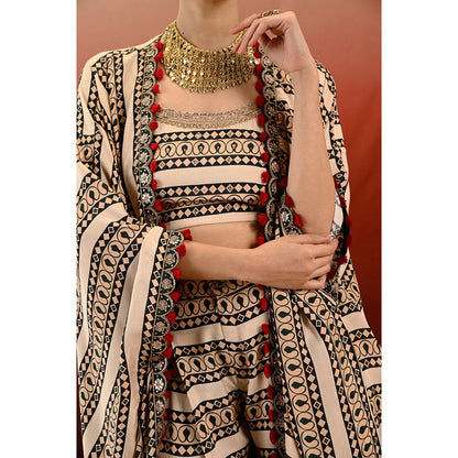 Swati Vijaivargie Printed Embrodiered Noor Cape & Palazzo (Set of 2)