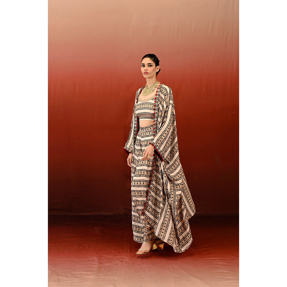 Swati Vijaivargie Printed Embrodiered Noor Cape & Palazzo (Set of 2)