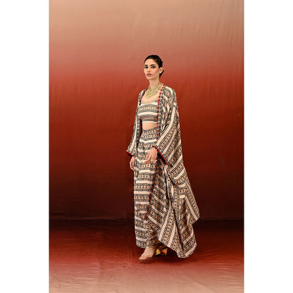 Swati Vijaivargie Printed Embrodiered Noor Cape & Palazzo (Set of 2)