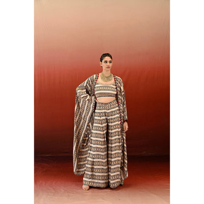 Swati Vijaivargie Printed Embrodiered Noor Cape & Palazzo (Set of 2)