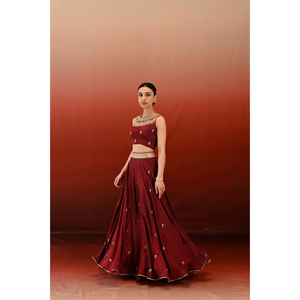 Swati Vijaivargie Printed Sarang Blouse with Skirt & Cape (Set of 3)