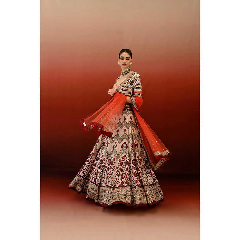 Swati Vijaivargie Paisley Tammana Blouse with Skirt & Dupatta (Set of 3)