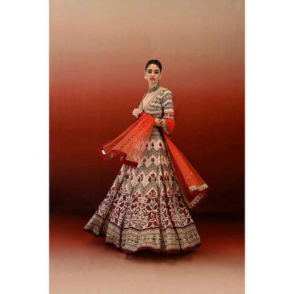 Swati Vijaivargie Paisley Tammana Blouse with Skirt & Dupatta (Set of 3)