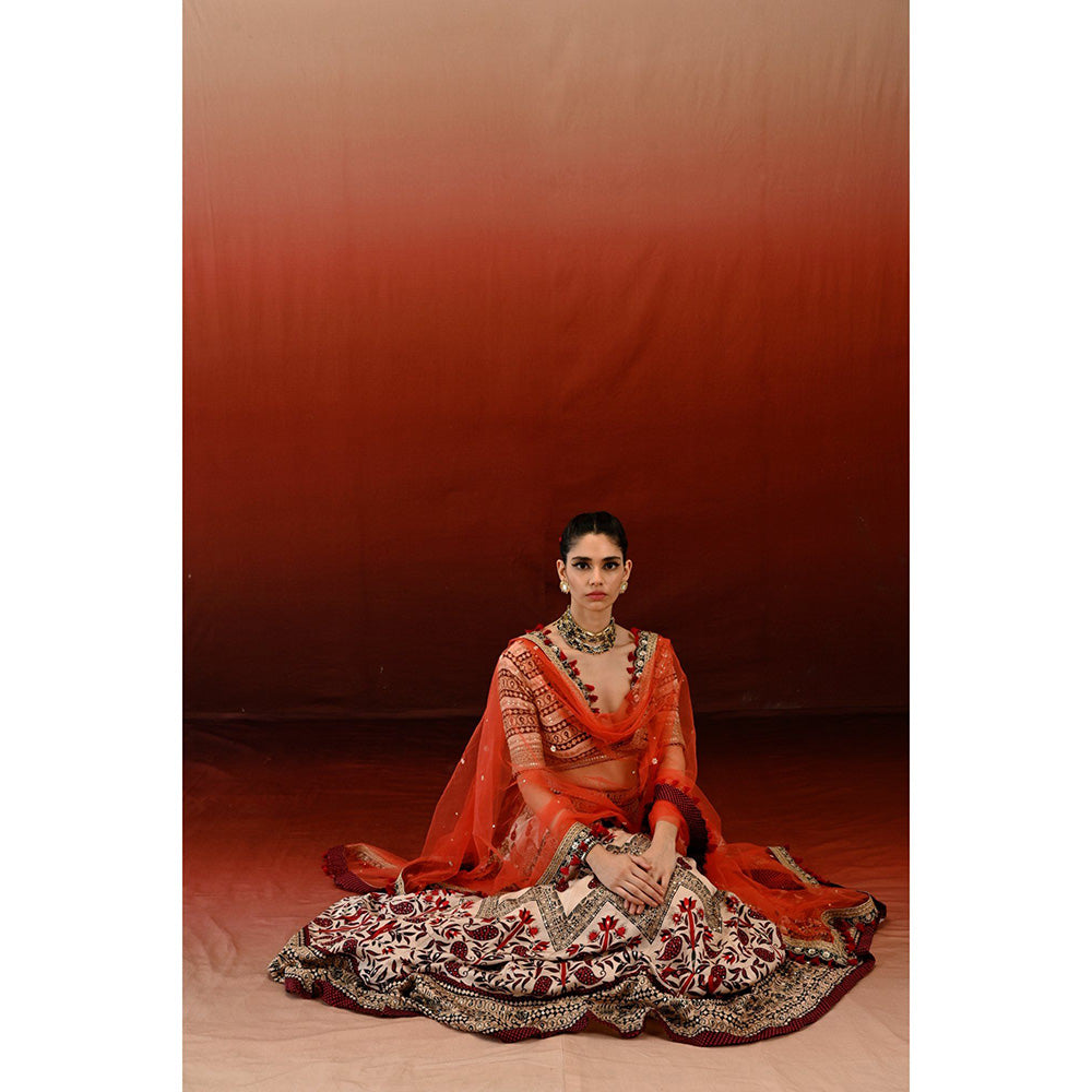 Swati Vijaivargie Paisley Tammana Blouse with Skirt & Dupatta (Set of 3)