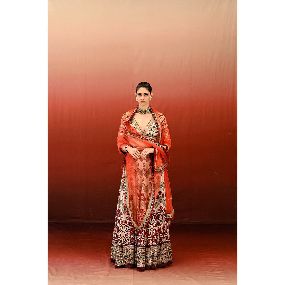 Swati Vijaivargie Paisley Tammana Blouse with Skirt & Dupatta (Set of 3)